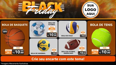 Modelo de TV para TV Horizontal com o tema Black Friday para Artigos Esportivos