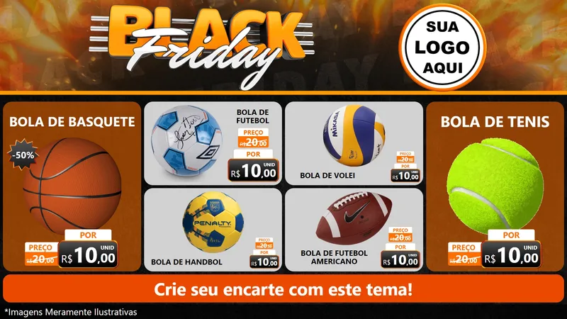 Modelo de TV para TV Horizontal com o tema Black Friday para Artigos Esportivos