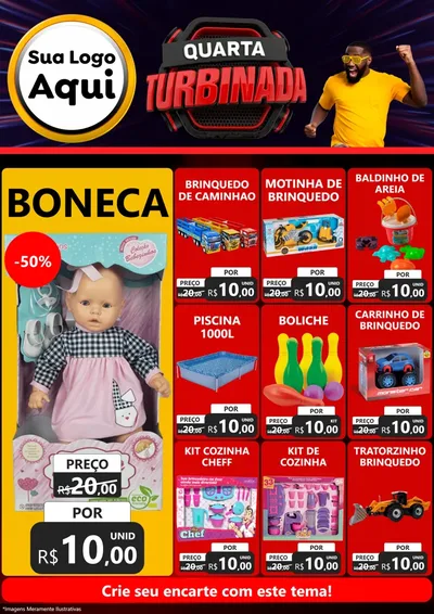 Modelo de Encarte para Encarte A4 Vertical com o tema Quarta Turbinada para Brinquedos