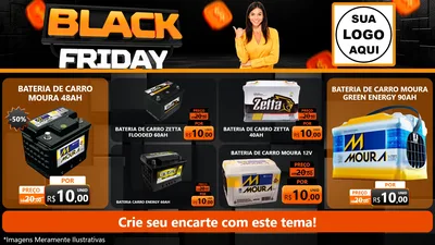 Modelo de TV para TV Horizontal com o tema Black Friday para Baterias Elétricas