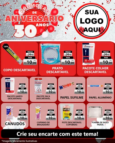 Modelo de Rede Social para Feed Instagram com o tema Promoção de Aniversário - 30 Anos para Embalagens