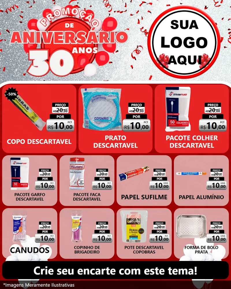 Modelo de Rede Social para Feed Instagram com o tema Promoção de Aniversário - 30 Anos para Embalagens