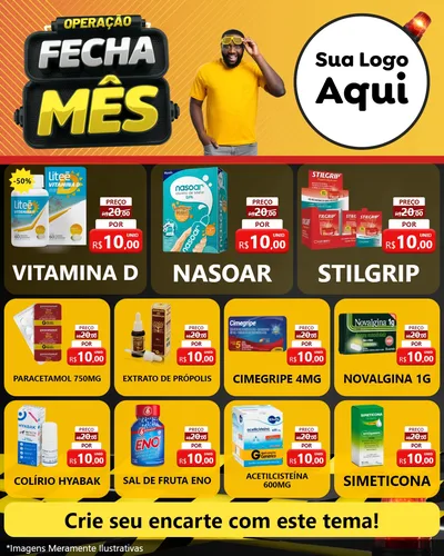 Modelo de Rede Social para Feed Instagram com o tema Operação Fecha Mês para Farmácia