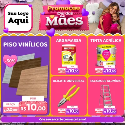 Modelo de Rede Social para Feed Facebook com o tema Promoção Dia das Mães para Material para Construção