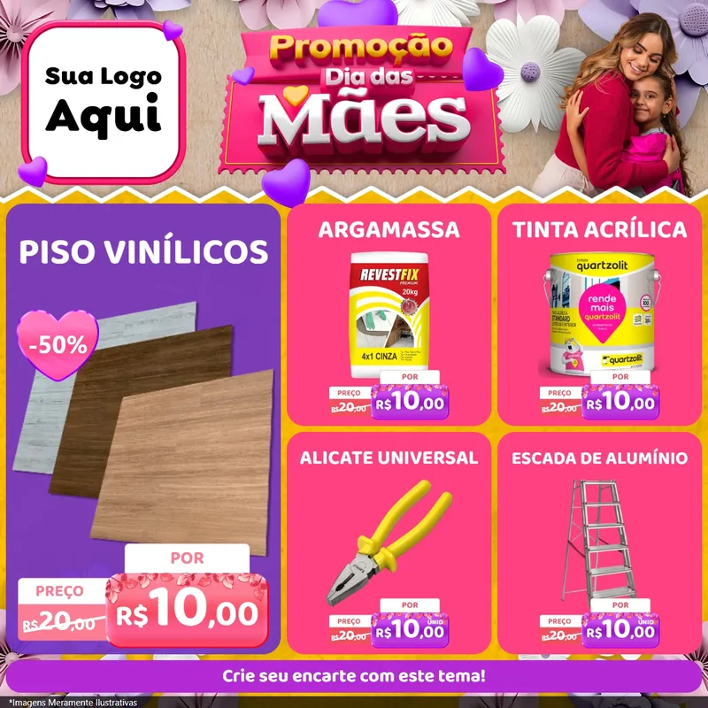 Modelo de Rede Social para Feed Facebook com o tema Promoção Dia das Mães para Material para Construção