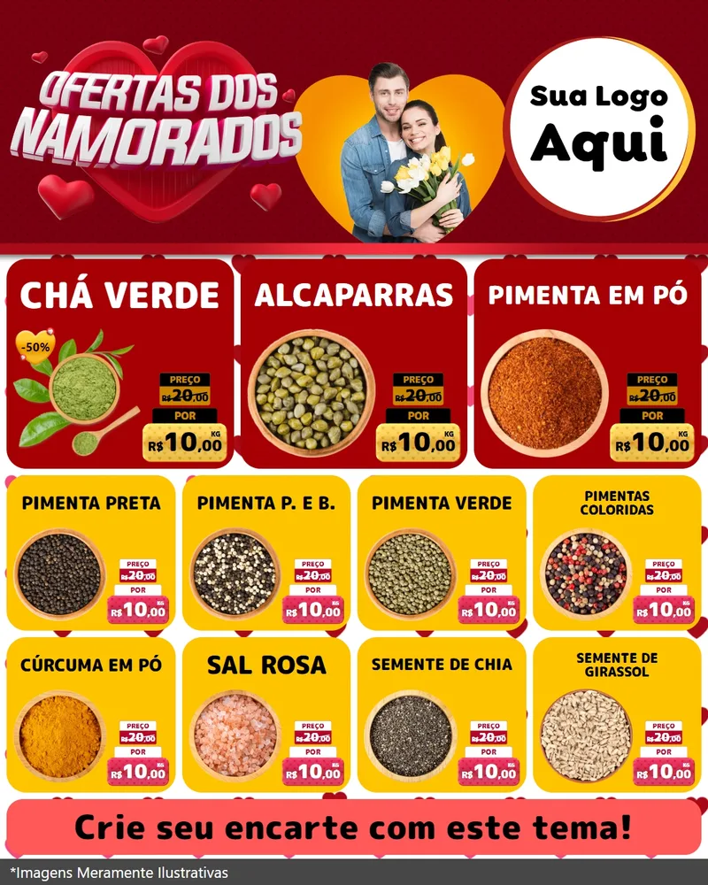 Modelo de Rede Social para Feed Instagram com o tema Ofertas Dos Namorados para Produtos Naturais
