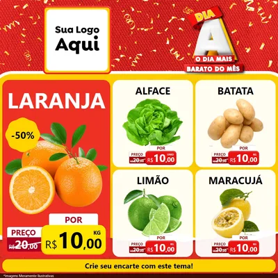 Modelo de Rede Social para Feed Facebook com o tema Dia A o Dia Mais Barato do Mês para Hortifrúti