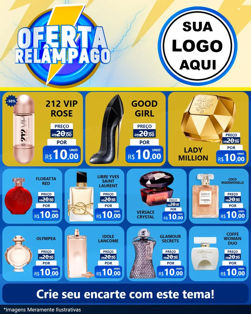 Modelo de Rede Social para Feed Instagram com o tema Oferta Relâmpago para Perfumes