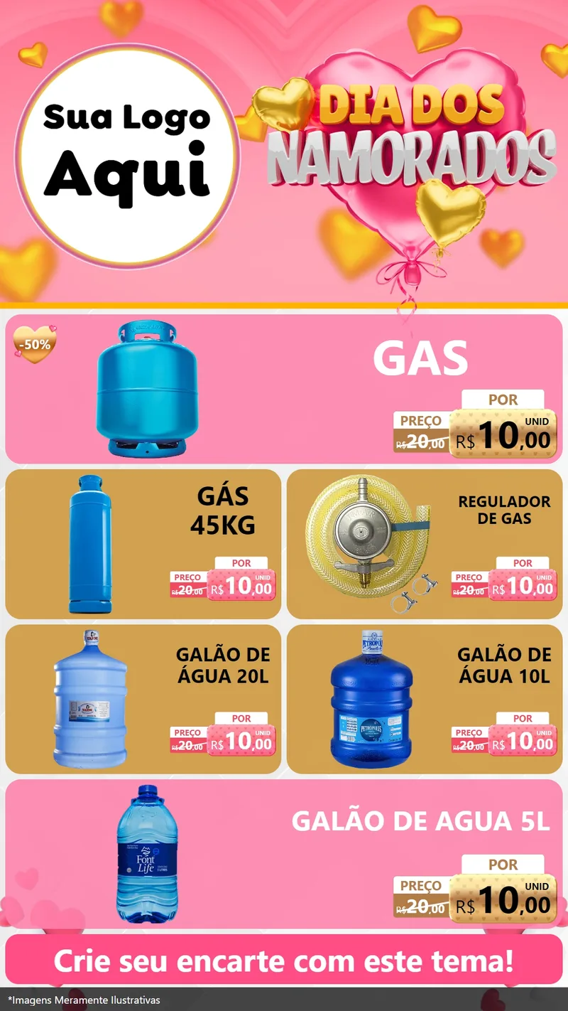 Modelo de TV para TV Vertical com o tema Dia dos Namorados para Água e gás