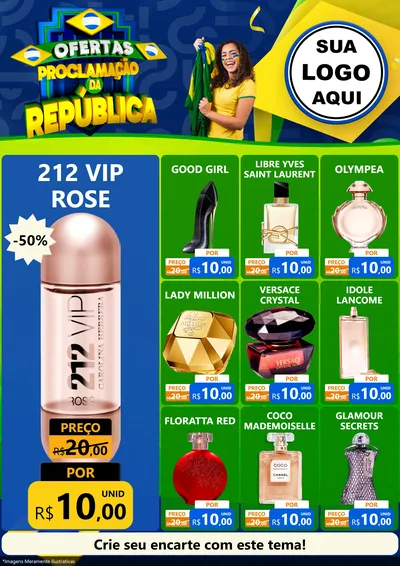 Modelo de Encarte para Encarte A4 Vertical com o tema Ofertas Proclamação da República para Perfumes