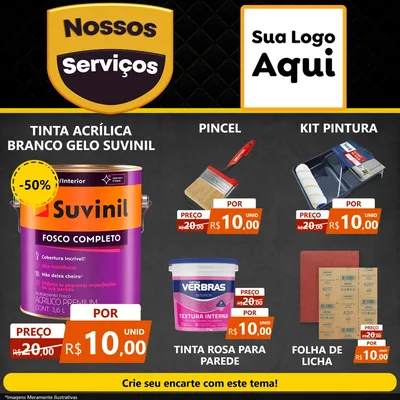 Modelo de Rede Social para Feed Facebook com o tema Nossos Serviços para Tintas e Ferramentas