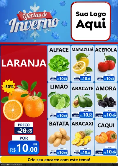 Modelo de Encarte para Encarte A4 Vertical com o tema Ofertas de Inverno para Hortifrúti