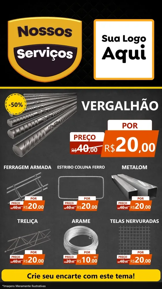 Modelo de Rede Social para Stories com o tema Nossos Serviços para Ferragens