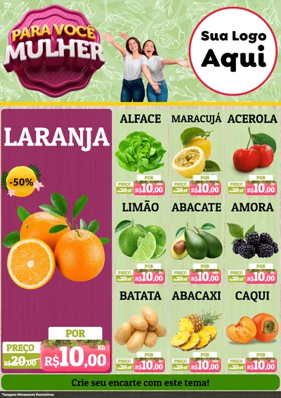 Modelo de Encarte para Encarte A4 Vertical com o tema Para Você Mulher para Hortifrúti