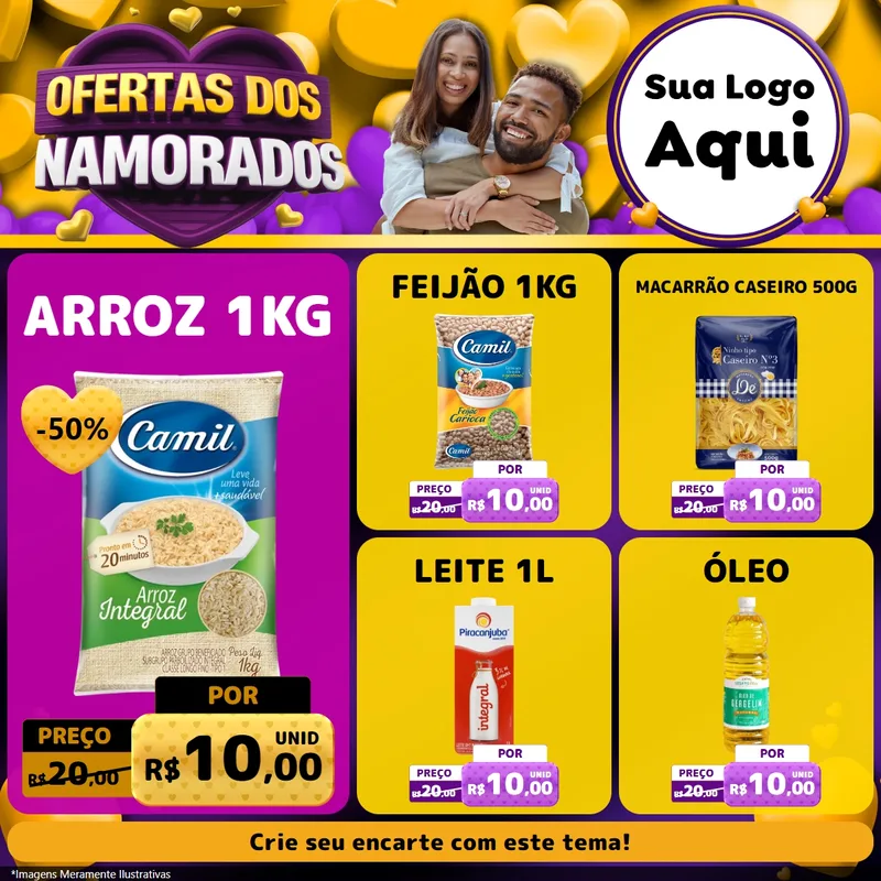 Modelo de Rede Social para Feed Facebook com o tema Oferta Dos Namorados para Supermercado
