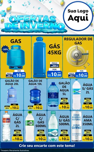Modelo de Encarte para Encarte Grande com o tema Ofertas de Inverno para Água e gás