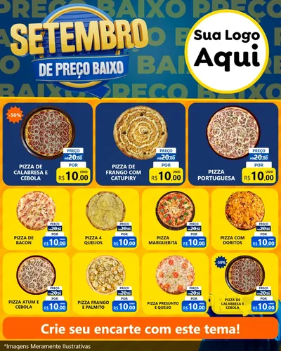 Modelo de Rede Social para Feed Instagram com o tema Setembro De Preço Baixo para Pizzaria