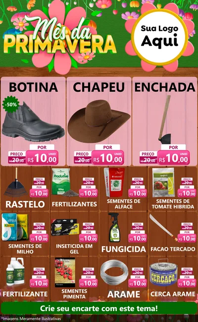 Modelo de Encarte para Encarte Grande com o tema Mês da Primavera para Agropecuária