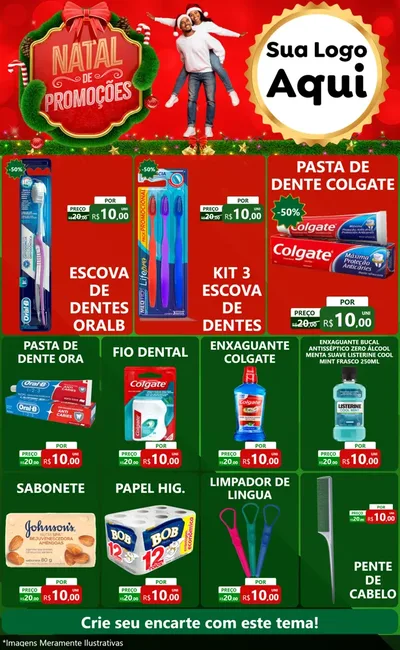 Modelo de Encarte para Encarte Grande com o tema Natal de Promoções para Higiene Pessoal