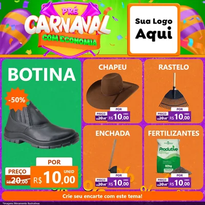 Modelo de Rede Social para Feed Facebook com o tema Pré-Carnaval Com Economia para Agropecuária