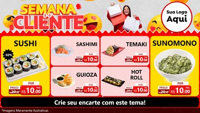 Modelo de TV para TV Horizontal com o tema Semana do Cliente para Comida japonesa