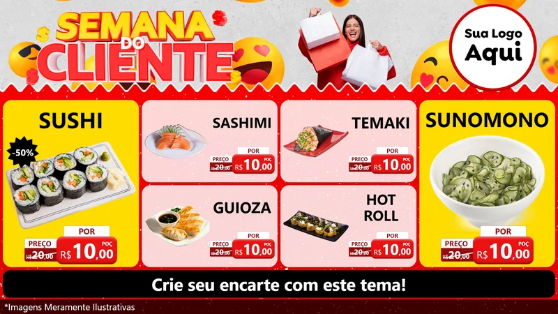 Modelo de TV para TV Horizontal com o tema Semana do Cliente para Comida japonesa