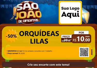 Modelo de Cartaz para Cartaz A4 Horizontal com o tema São João Ofertas Imbatíveis! - Junina para Floricultura e jardim