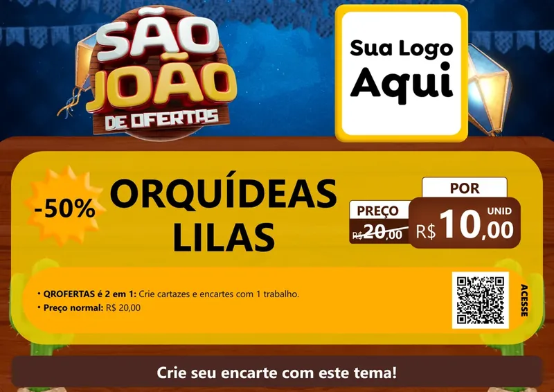 Modelo de Cartaz para Cartaz A4 Horizontal com o tema São João Ofertas Imbatíveis! - Junina para Floricultura e jardim
