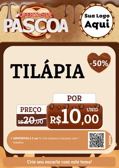 Modelo de Cartaz para Cartaz A4 Vertical com o tema Ofertas de Páscoa para Peixaria