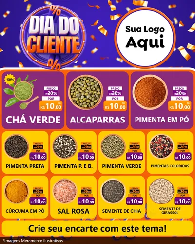Modelo de Rede Social para Feed Instagram com o tema Dia do Cliente para Produtos Naturais