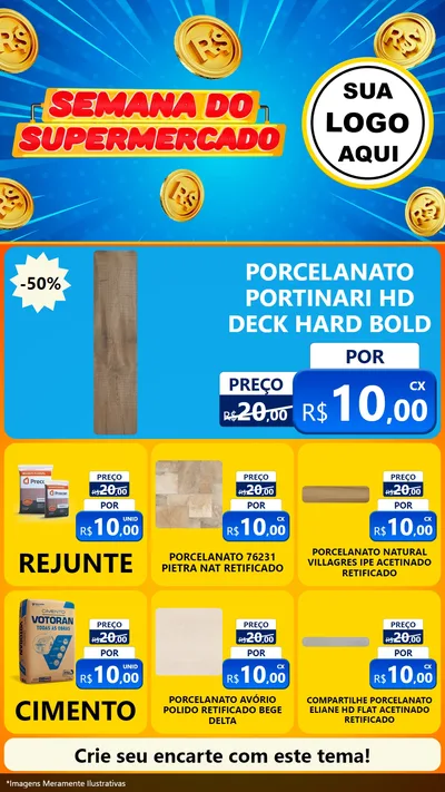 Modelo de Rede Social para Stories com o tema Semana do Supermercado para Pisos e revestimentos