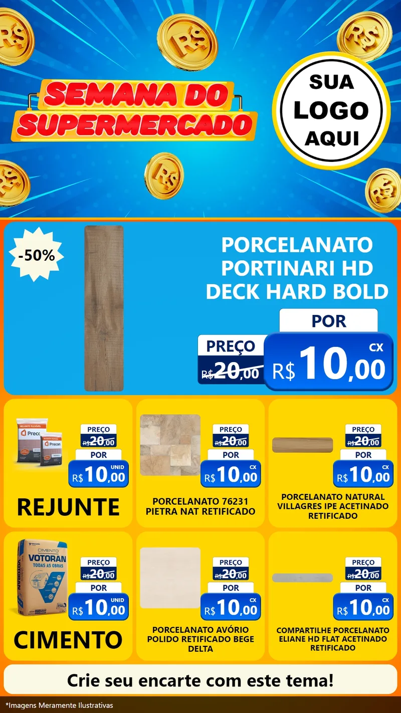 Modelo de Rede Social para Stories com o tema Semana do Supermercado para Pisos e revestimentos