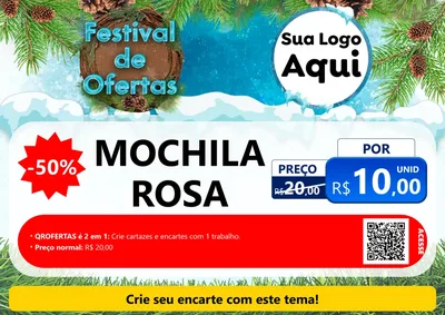 Modelo de Cartaz para Cartaz A4 Horizontal com o tema Festival de Ofertas - Inverno para Papelaria