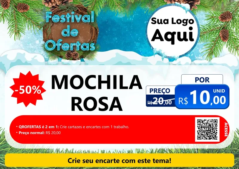 Modelo de Cartaz para Cartaz A4 Horizontal com o tema Festival de Ofertas - Inverno para Papelaria