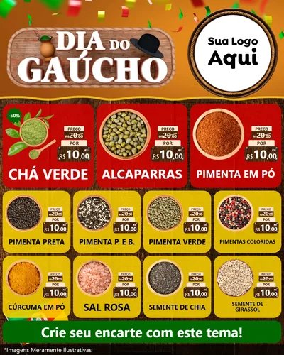 Modelo de Rede Social para Feed Instagram com o tema Dia do Gaúcho para Produtos Naturais