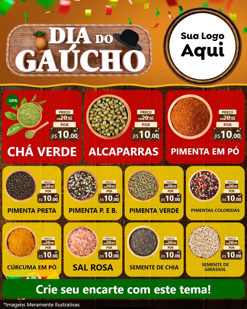 Modelo de Rede Social para Feed Instagram com o tema Dia do Gaúcho para Produtos Naturais