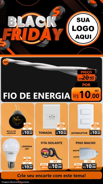 Modelo de Rede Social para Stories com o tema Black Friday para Materiais Elétricos