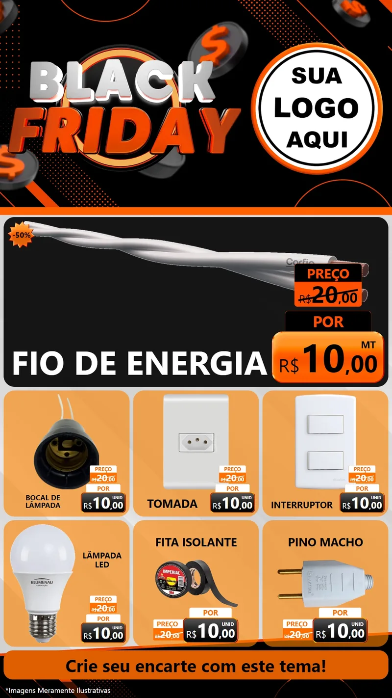 Modelo de Rede Social para Stories com o tema Black Friday para Materiais Elétricos