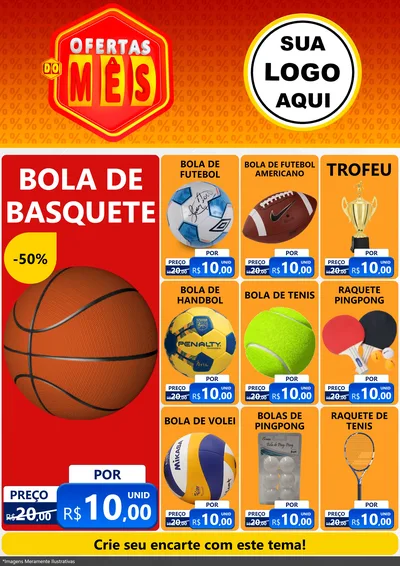 Modelo de Encarte para Encarte A4 Vertical com o tema Ofertas do Mês para Artigos Esportivos