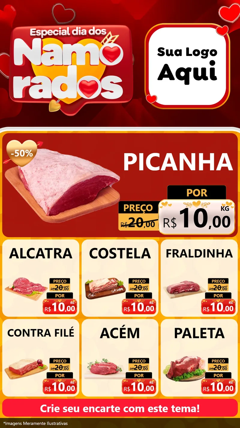 Modelo de Rede Social para Stories com o tema Especial Dia dos Namorados para Açougue