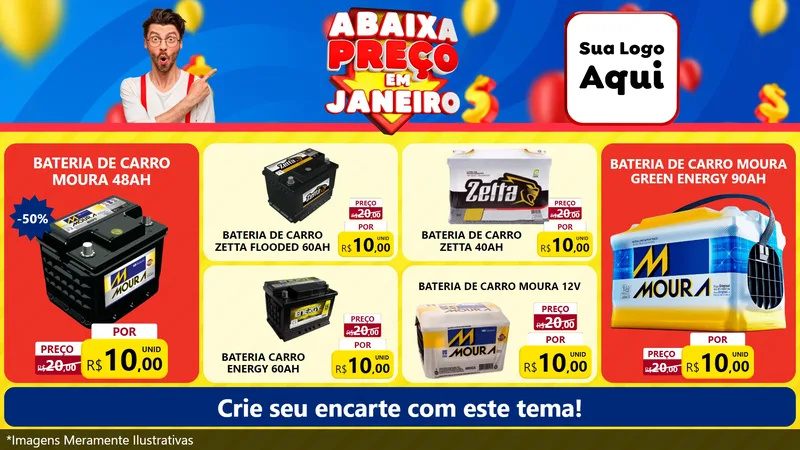 Modelo de TV para TV Horizontal com o tema Abaixa Preço em Janeiro para Baterias Elétricas