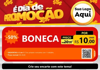 Modelo de Cartaz para Cartaz A4 Horizontal com o tema É Dia De Promoção para Brinquedos