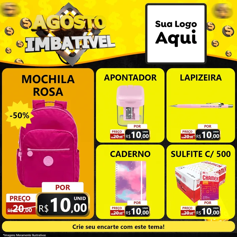 Modelo de Rede Social para Feed Facebook com o tema Agosto Imbatível para Papelaria