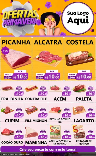 Modelo de Encarte para Encarte Grande com o tema Ofertas Da Primavera para Açougue