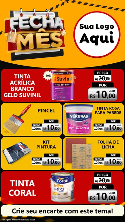 Modelo de TV para TV Vertical com o tema Fecha Mês para Tintas e Ferramentas