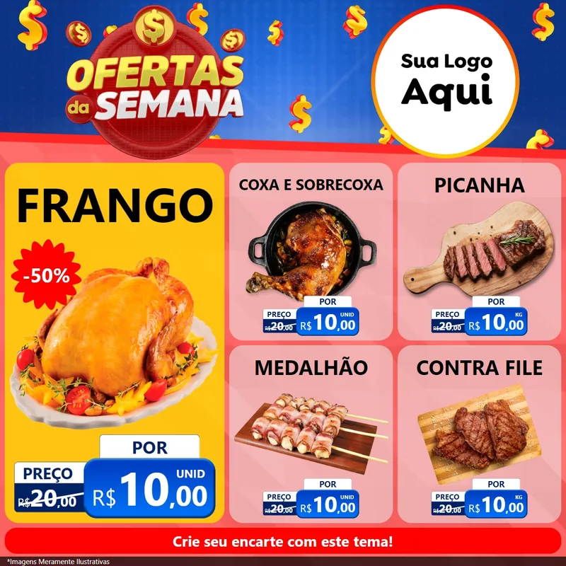 Modelo de Rede Social para Feed Facebook com o tema Ofertas Da Semana para Assados