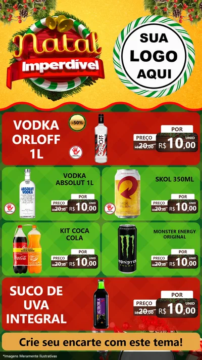 Modelo de TV para TV Vertical com o tema Natal Imperdível para Distribuidora de bebidas