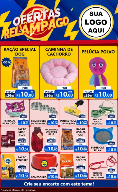 Modelo de Encarte para Encarte Grande com o tema Ofertas Relâmpago para Pet Shop