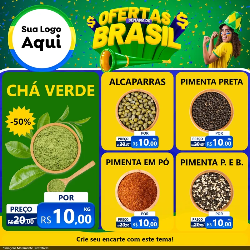 Modelo de Rede Social para Feed Facebook com o tema Ofertas Semana do Brasil para Produtos Naturais