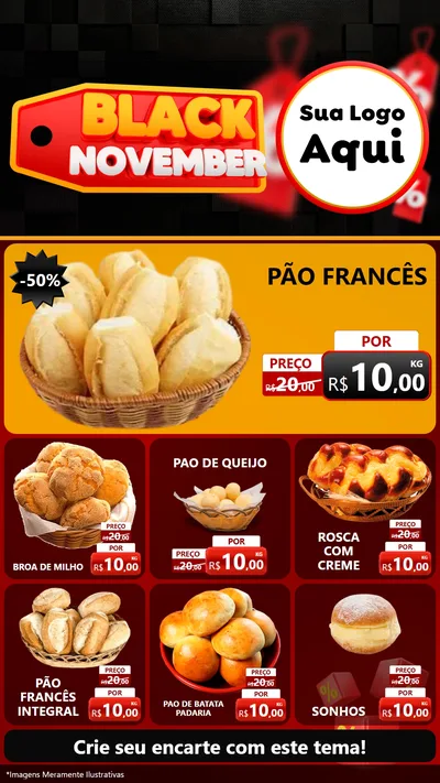 Modelo de Rede Social para Stories com o tema Black November para Padaria
